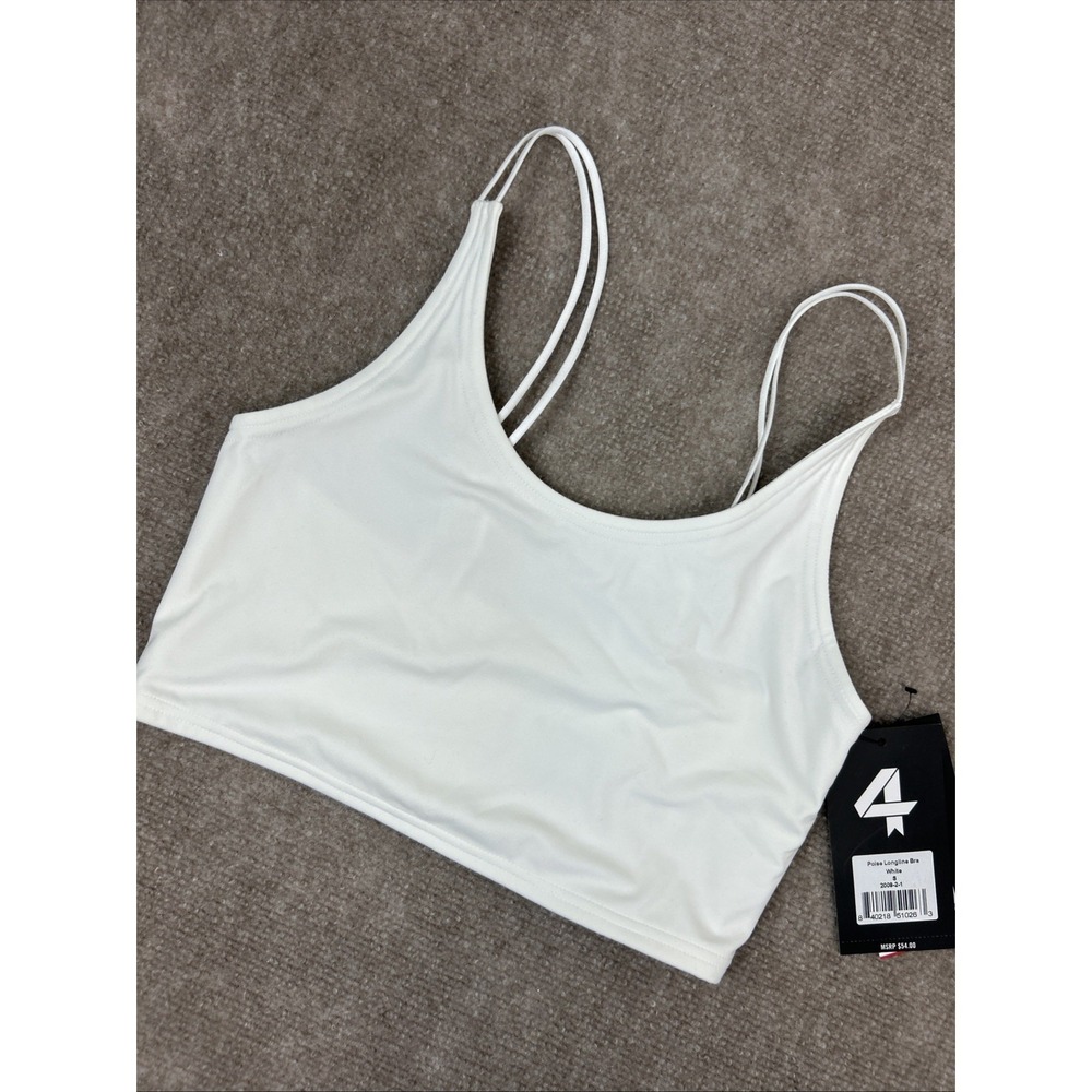 Fourlaps Poise Longline Sports Bra Womens Small White Nylon Stretch Athletic Fit